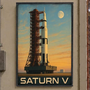Panneau en bois vieilli - SATURN V - Modèle original
