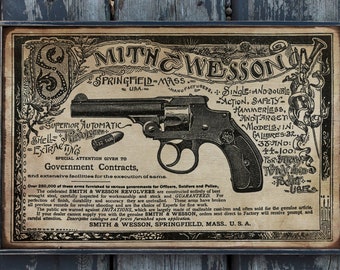 Distressed wooden reproduction sign ' Hammerless Revolver '- U.S. Duty Free!!