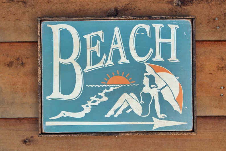 Vintage Wooden Sign 'beach' Etsy