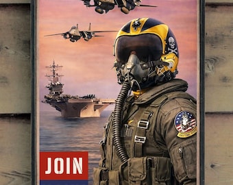 NEW!!** Distressed wooden sign ' Anytime, Baby! - F-14 Tomcat - Join Navy '. US Navy Recruitment Poster Original Design- U.S. Duty Free!!