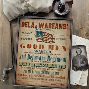 NEW!!** Wooden sign &#39; Delawareans! &#39; American Civil War Sign (Reproduction)- U.S. Duty Free!!