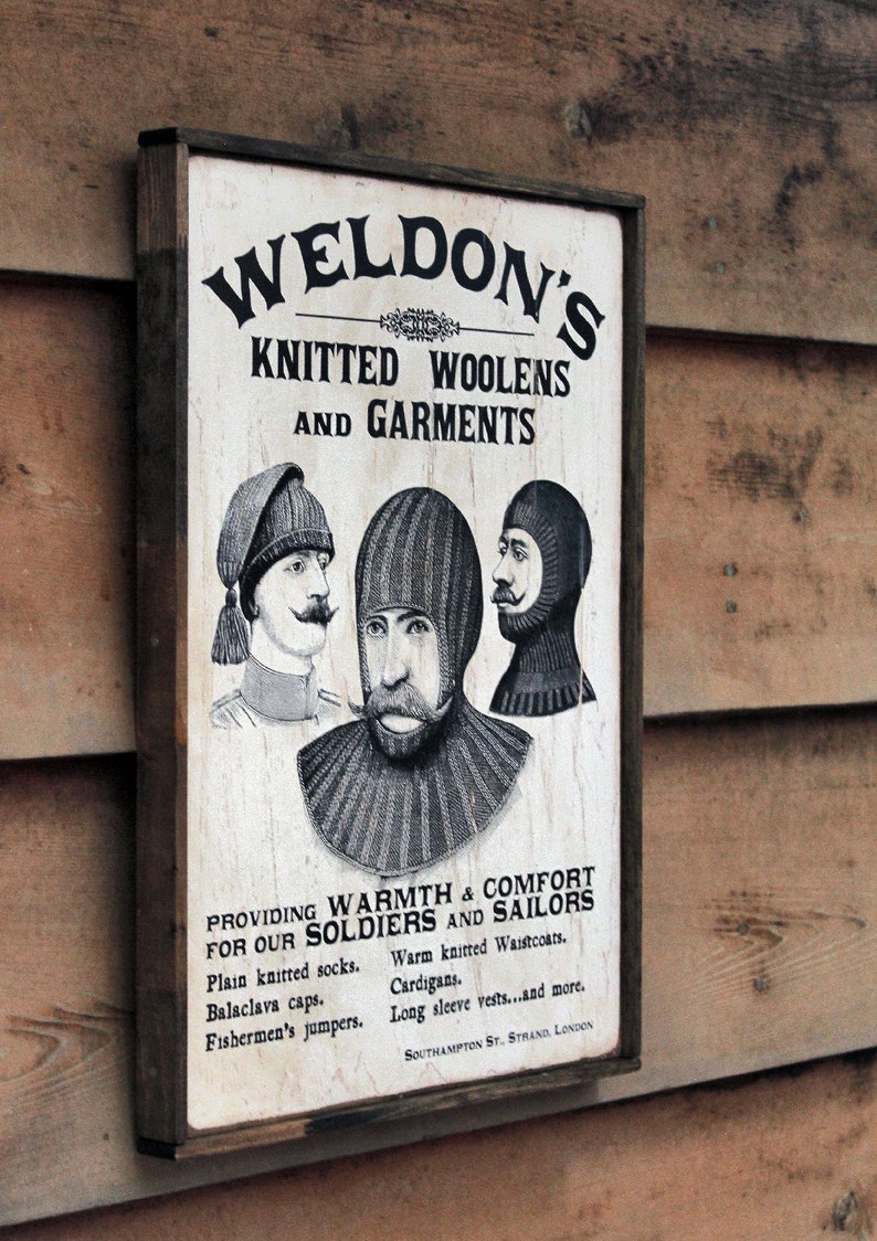Vintage Wooden Sign ' Weldon's Knitted Woolens ' - Etsy