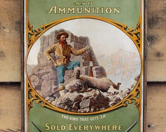 Distressed wooden reproduction sign ' Winchester Big Game Rifle ' Reproduction- U.S. Duty Free!!