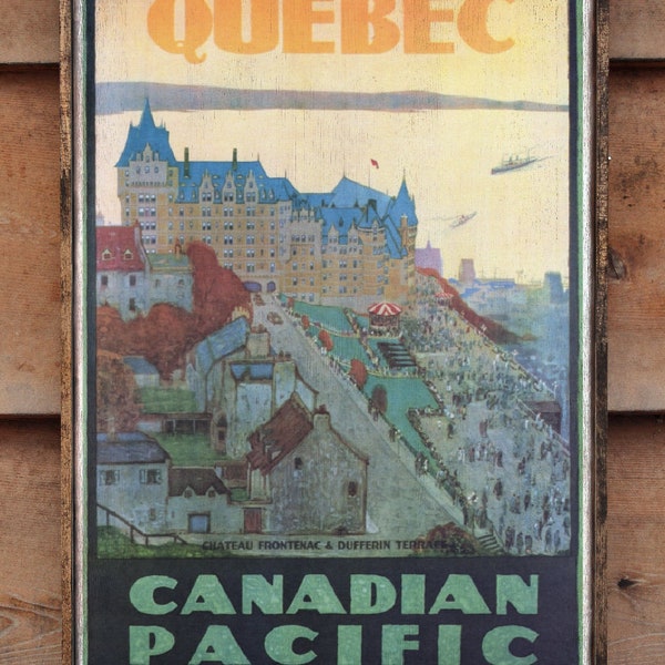 Vintage wooden sign 'Chateau Frontenac CP' Reproduction.