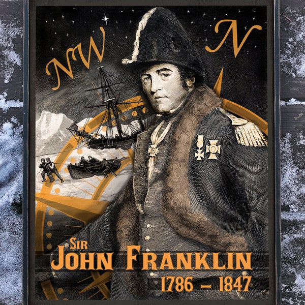 Vintage wooden sign ' Sir John Franklin ' Original design concept.