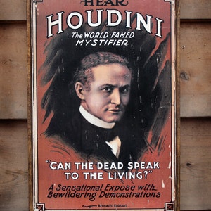 Vintage wooden sign 'Houdini' reproduction