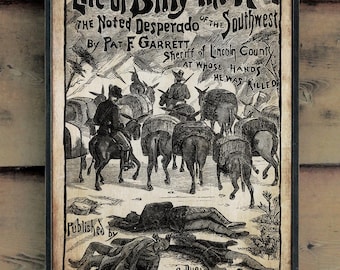 NEW!!** Distressed wooden sign 'The Authentic Life of Billy the Kid' original cover reproduction- U.S. Duty Free!!