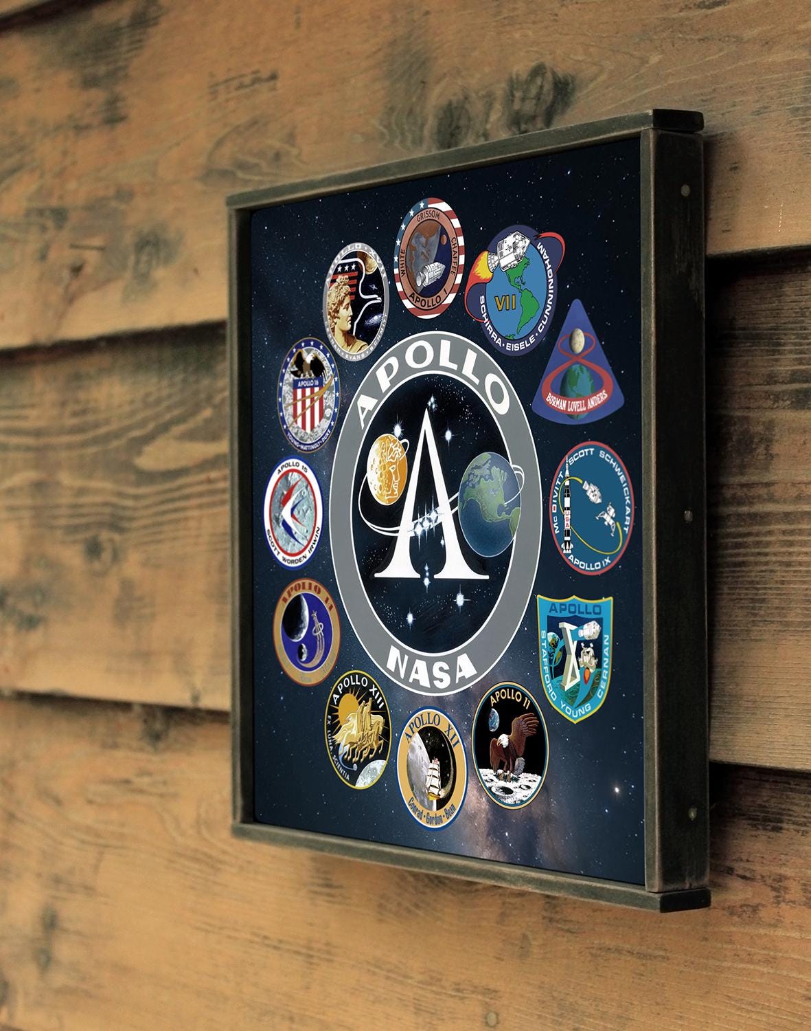 Wooden Sign - Apollo Mission Insignia Patches - Original Design- U.S ...