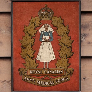 NEW!!** Vintage wooden sign ' Royal Canadian Army Medical Corps ' Montreal General Hospital WW1 reproduction