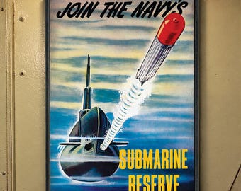 Handmade Distressed wooden sign ' Join The Navy's Submarine Service '. US Navy Reproduction