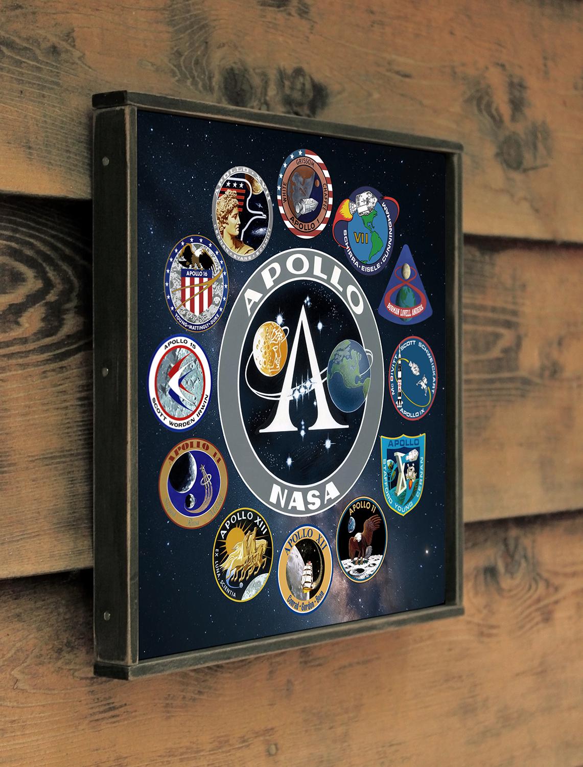 Wooden Sign - Apollo Mission Insignia Patches - Original Design- U.S ...