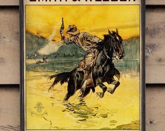 Distressed wooden reproduction sign ' Smith and Wesson The Hostiles '- U.S. Duty Free!!