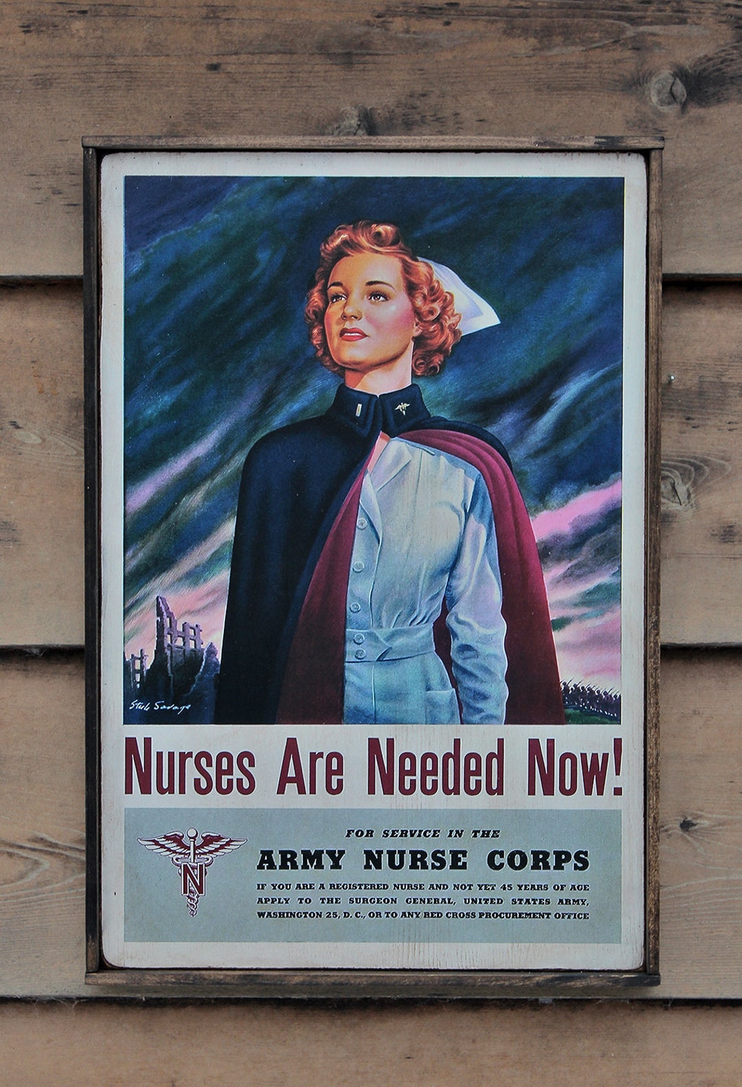 Distressed Wooden Sign ' Nurses Are Needed Now! ' WW2 Reproduction- U.S ...