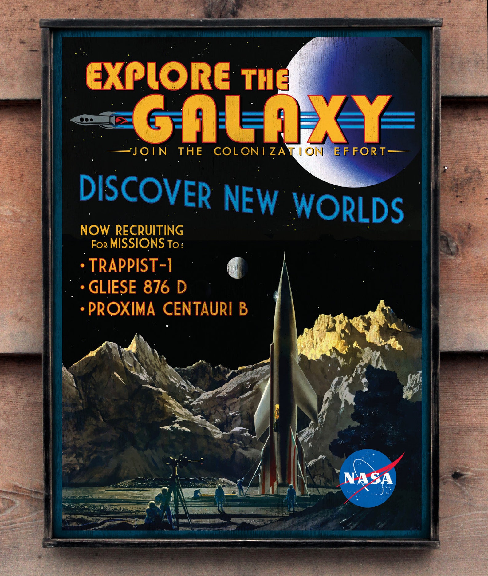 Vintage Style Wooden Sign Explore the Galaxy Nasa Space - Etsy