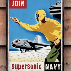 Distressed wooden sign &#39; Supersonic Navy &#39;. US Navy Reproduction