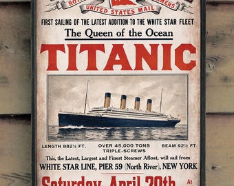 NEW!! ** Distressed wooden sign ' Titanic - The Queen of the Ocean ' Reproduction concept- U.S. Duty Free!!
