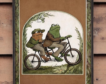 NEW!!** Distressed style wooden ' Frog and Toad Together ' reproduction- U.S. Duty Free!!