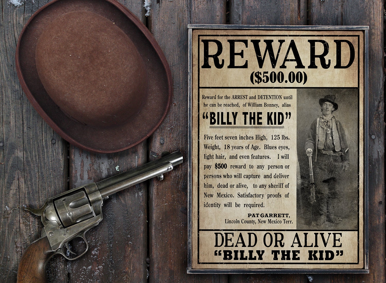 Reproducción de letrero de madera desgastado 'WANTED ~ Billy the Kid':  ¡libre de impuestos en EE. UU.! - Etsy México, image size:1500x1100