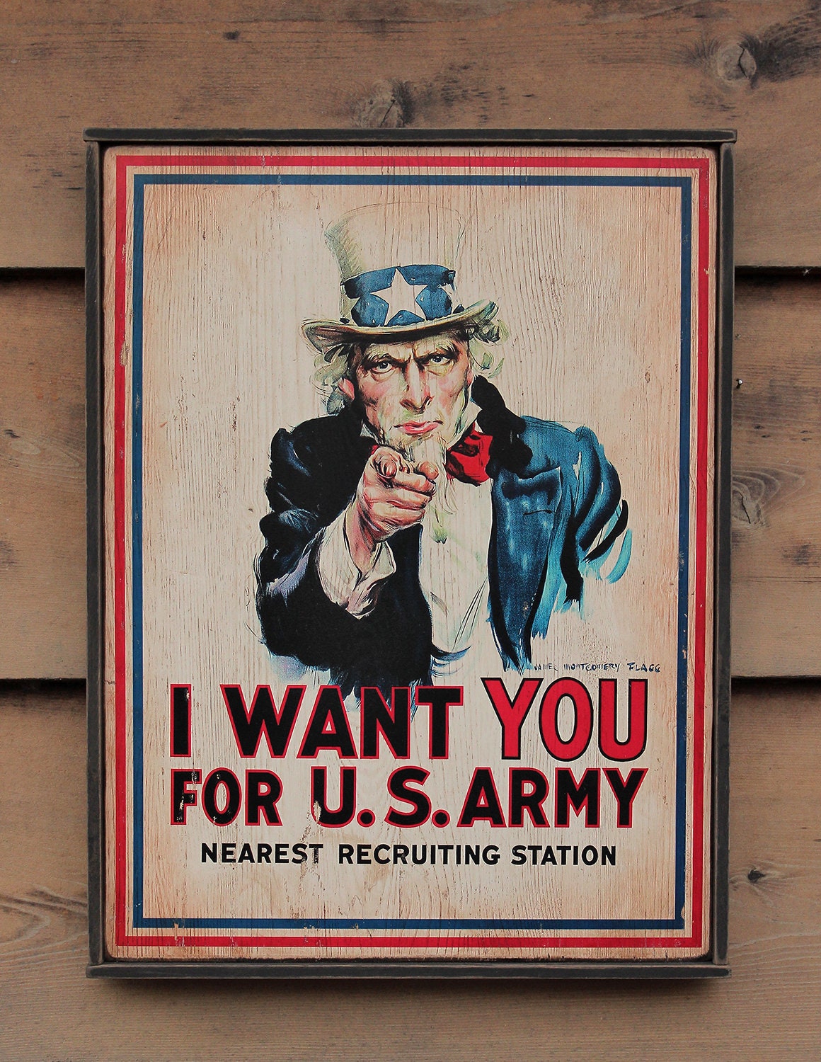 Distressed Wooden Sign 'uncle Sam Wants You'. American WW1