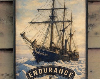 Distressed wooden sign ' ENDURANCE '. Sir Ernest Shackleton's 1914 Expedition Ship- U.S. Duty Free!!