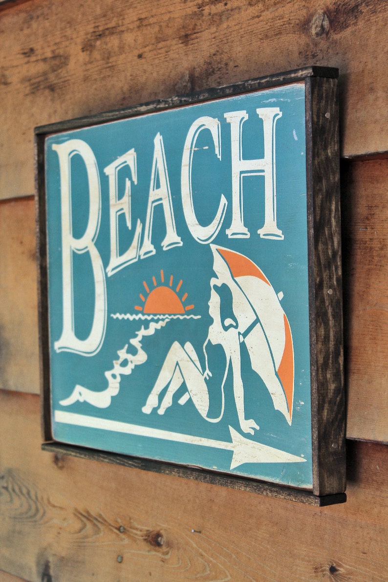 Vintage Wooden Sign 'beach' Etsy