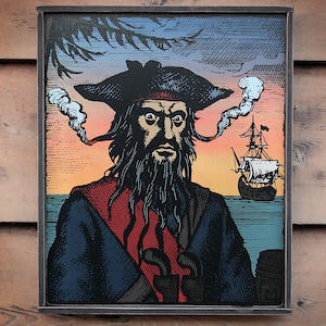 Vintage wooden sign - Black Beard Pirate - sign