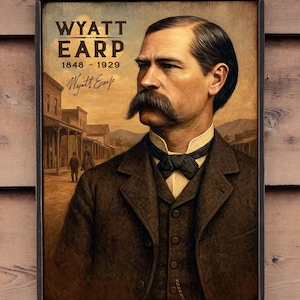 ¡NUEVO!** Letrero de madera envejecida 'Wyatt Earp / 1848 - 1929' diseño original