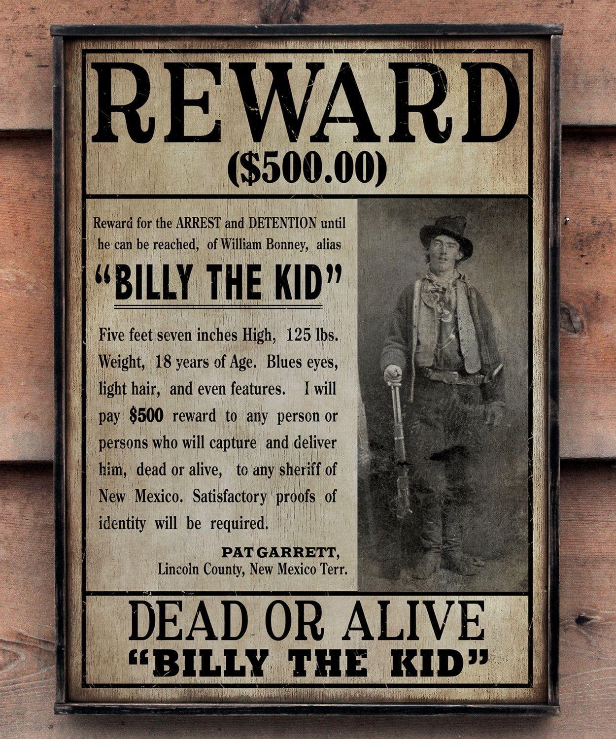 Reproducción de letrero de madera desgastado 'WANTED ~ Billy the Kid':  ¡libre de impuestos en EE. UU.! - Etsy México, image size:1250x1500