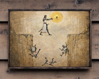 NEW!!** Fan based distressed style wooden sign ' Leap of Faith ' reproduction - U.S. Duty Free!!