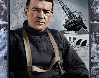 Handmade wood sign ' SHACKLETON ~ ENDURANCE ' Commemorating Ernest Shackleton's Imperial Trans-Antarctic Expedition, 1914. - U.S. Duty Free!