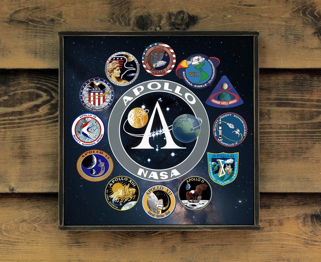 Wooden Sign - Apollo Mission Insignia Patches - Original Design- U.S ...