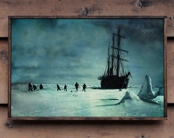 Handmade wooden sign 'The Ice Floe'. Commemorating Ernest Shackleton's Epic Expedition.- U.S. Duty Free!!