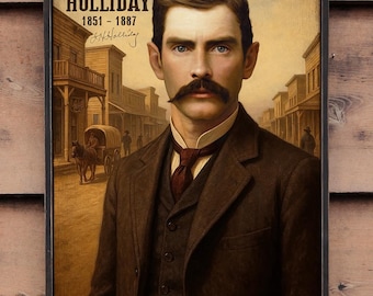 Distressed wooden sign ' Doc Holliday / 1851–1887 ' VERSION 1 - U.S. Duty Free!!