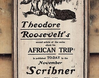 Distressed wooden sign ' Roosevelt's African Trip ' Reproduction- U.S. Duty Free!!