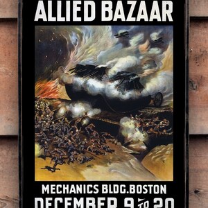 NEW!** Distressed wooden sign &#39; National Allied Bazaar &#39; WW1 Reproduction