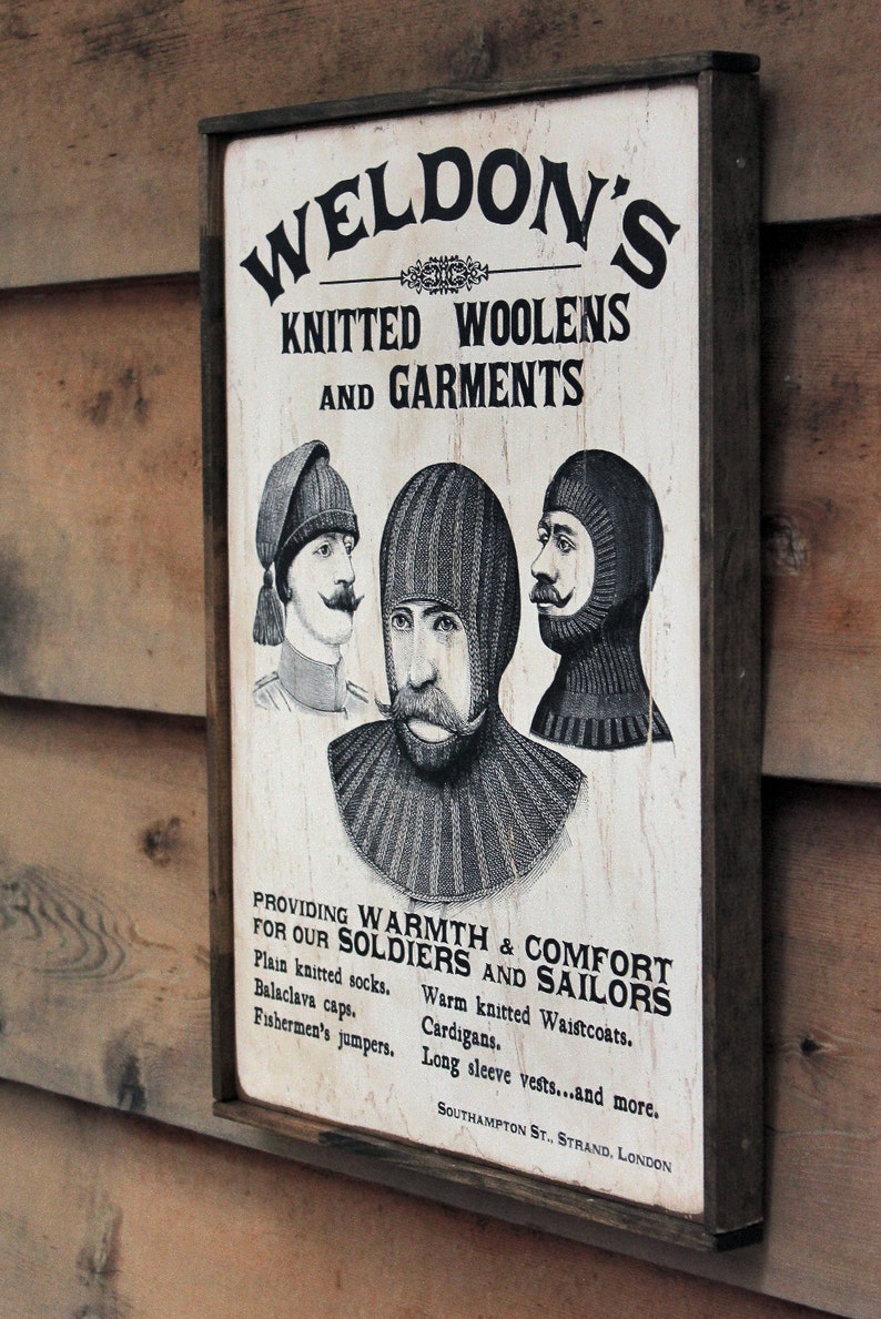 Vintage Wooden Sign ' Weldon's Knitted Woolens ' - Etsy