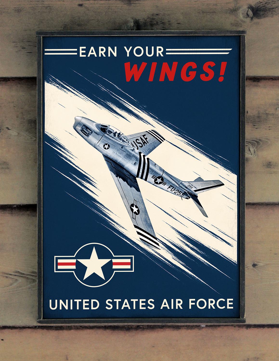 Handmade Distressed Wooden Sign ' Earn Your Wings! '. Vintage