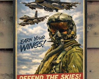 NEW!!** Distressed wooden sign ' Defend the Skies - U.S. Air Force '. - U.S. Duty Free!!