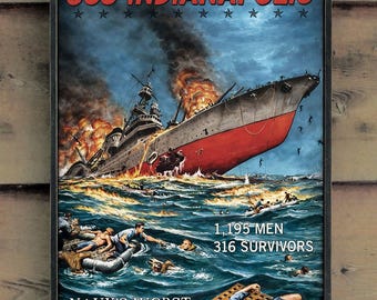 NEW!!** Distressed wooden sign 'Sinking of the USS Indianapolis" Inspired design - U.S. Duty Free!!