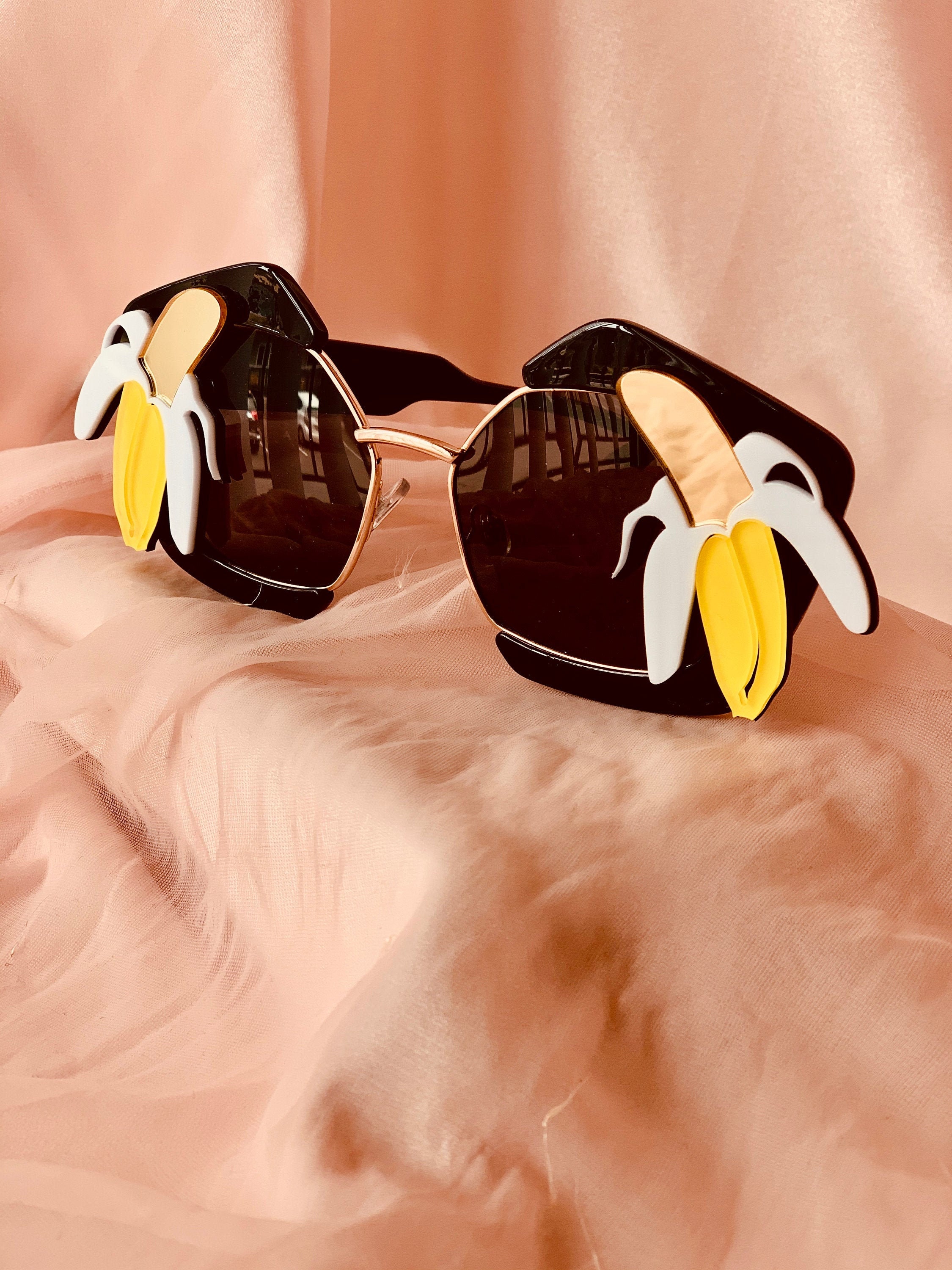 Banana Sunglasses: Retro Frames Embellished With Acrylic