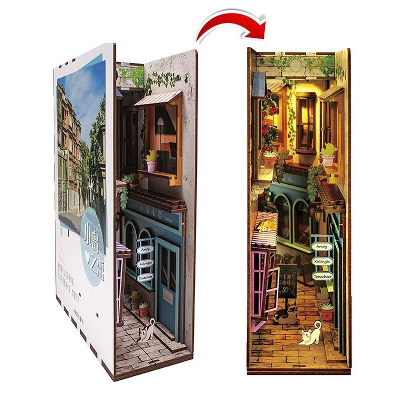 DIY Charming Alleyway Street | Bookend | Booknook | Book Shelf Insert | Wooden Puzzle | 3D Jigsaw Puzzle | DIY Book Gift 