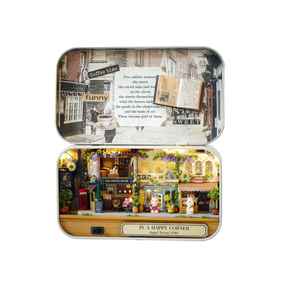 DIY Miniature Tin Dollhouse Craft Kit - Downtown Street