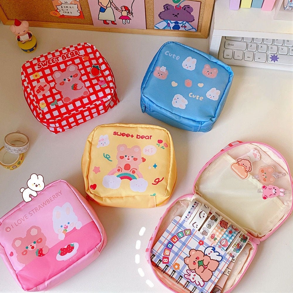 Kawaii Cute Character Square Coin Zipper Pouch Pad Pouch 