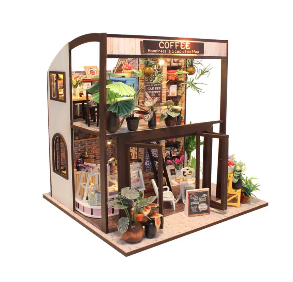 Cafe Life Scene Decoration 1/24 DIY Miniature Dollhouse With Furniture Kit 