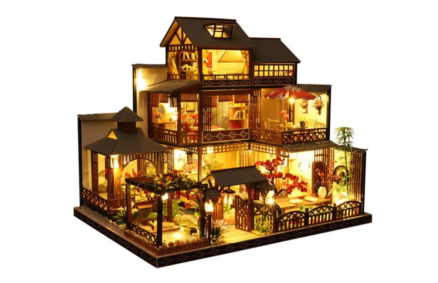 1:24 Miniature Dollhouse DIY Kit - Wooden 3-story Modern Luxury