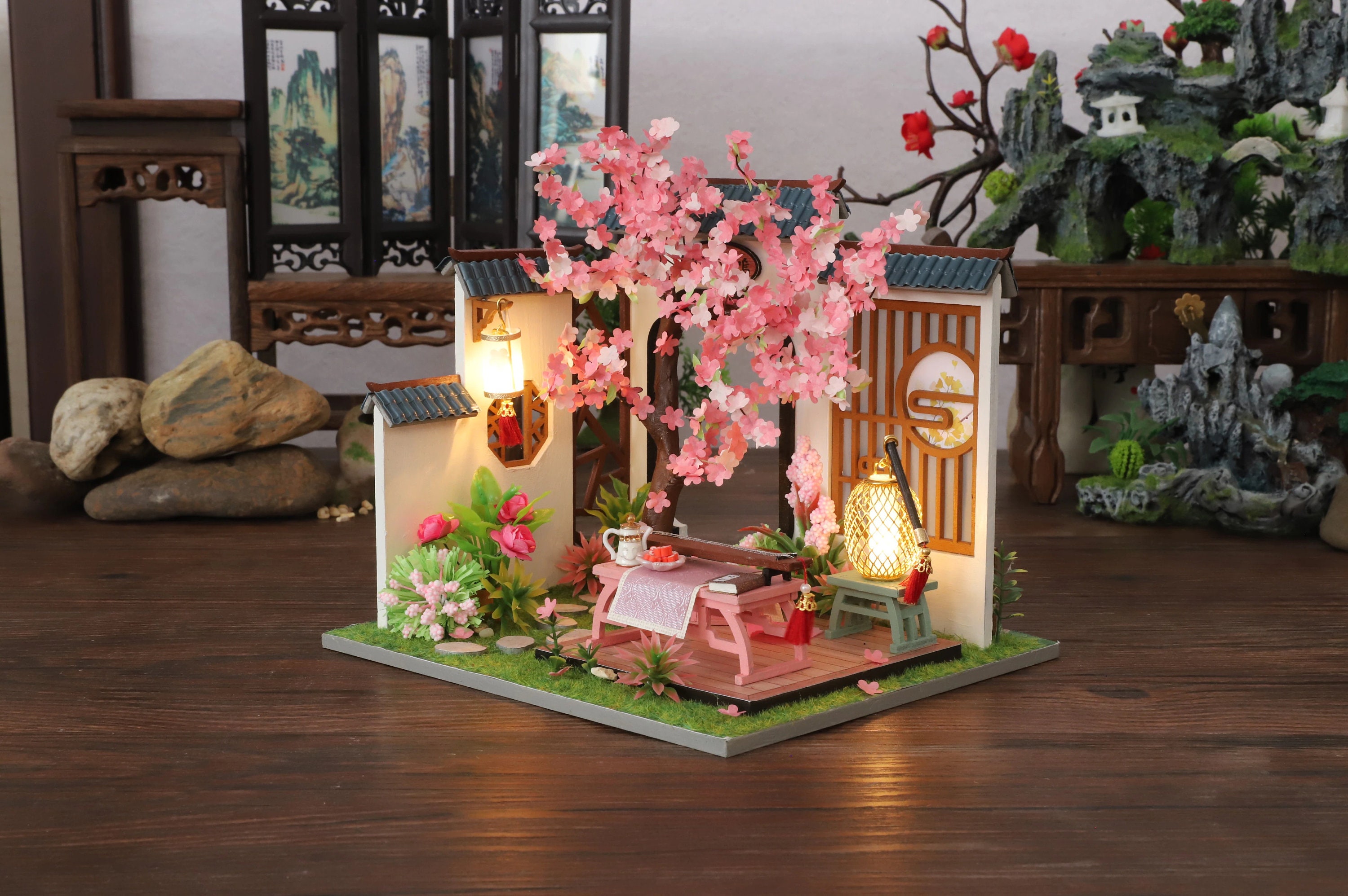 Miniature Cherry Blossom Tree Japan Dollhouse Craft Kit Dh93576 my