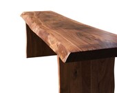 Walnut Slab Live Edge Bench the Carver, Walnut Bench, Live Edge Bench with walnut trestle style base, Solid Walnut Slab Bench