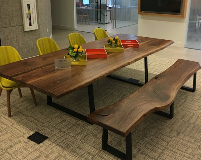Walnut Live Edge Dining Table // Modern Rustic Steel - Etsy