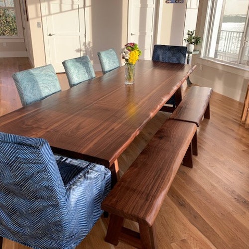 Hand Crafted Custom Made Dimensional Walnut Dining Table With Hand Crafted Custom Made Dimensional, Hand Crafted Dining Room Tables