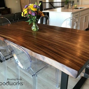 Live-Edge Guanacaste Heartwood Dining Table // modern rustic finish steel image 5